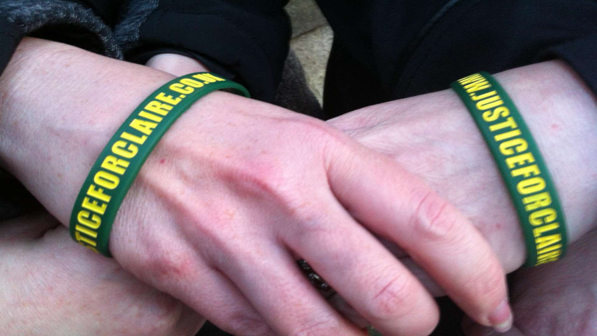 Friends wore Justice for Claire wristbands to the court hearing