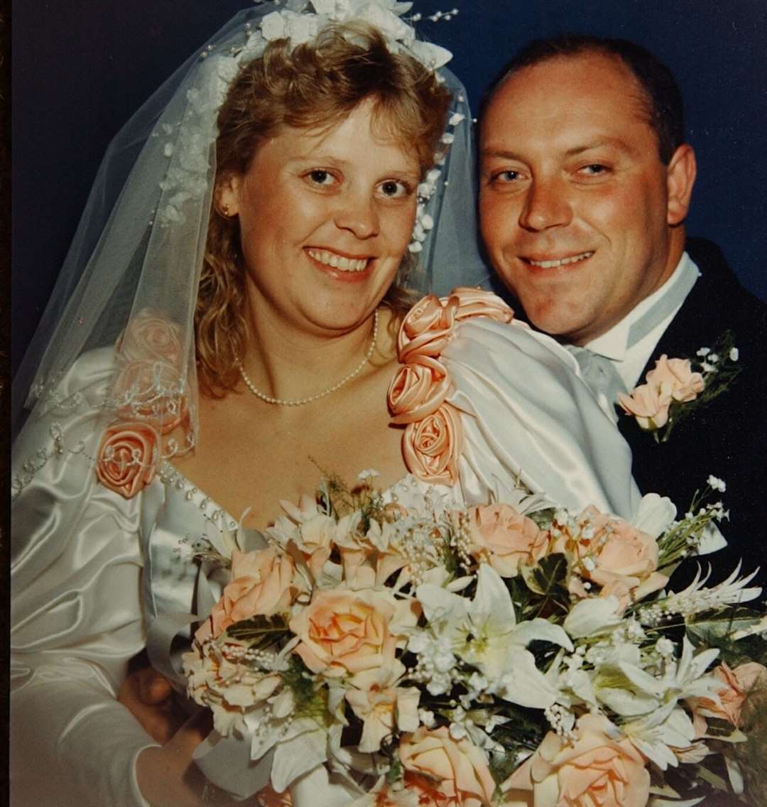 Debbie and Andrew Griggs on their wedding day in September 1990