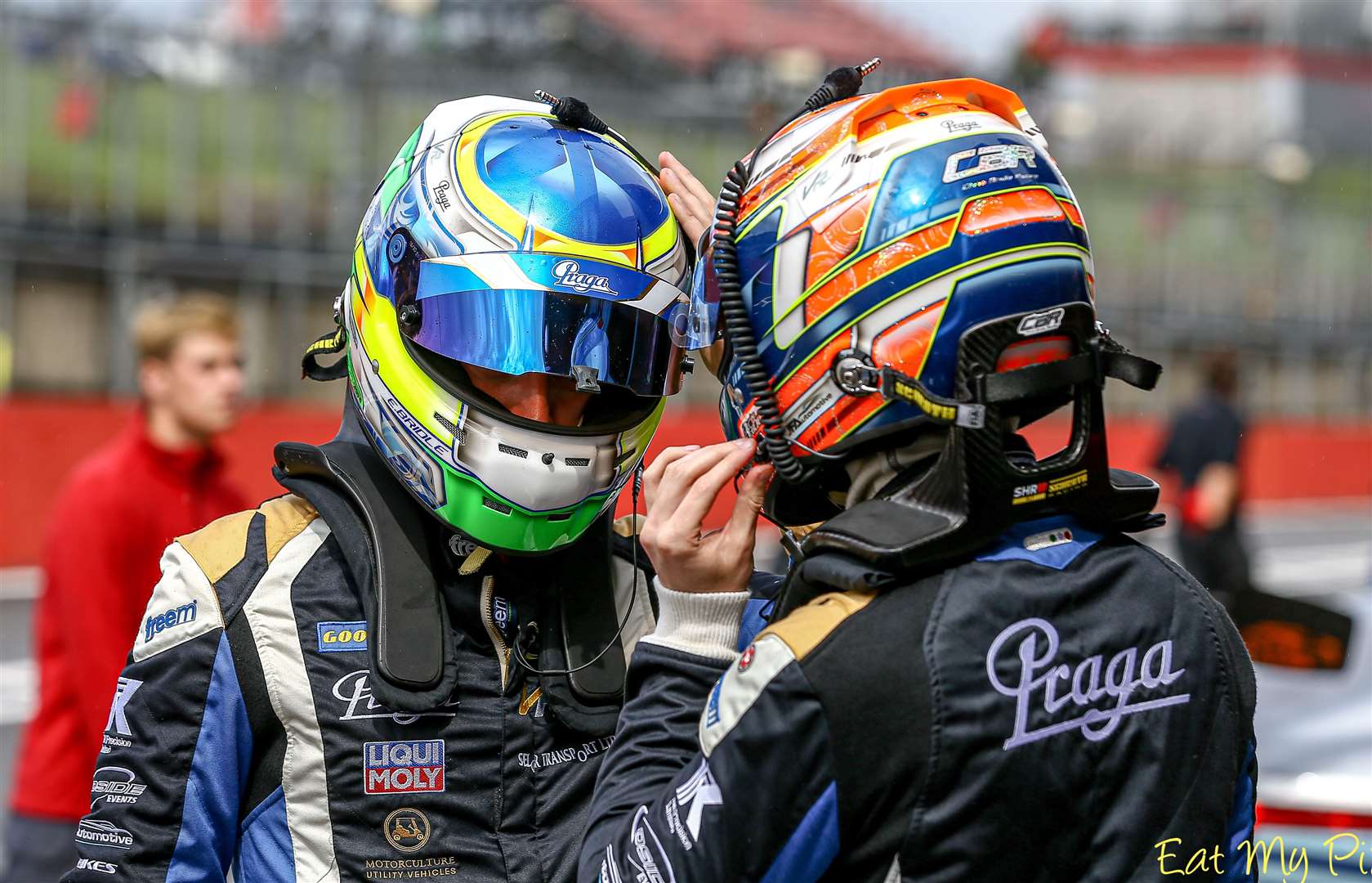 In the pits. Ed and Chris in race mode. Picture: Stephen Jackman