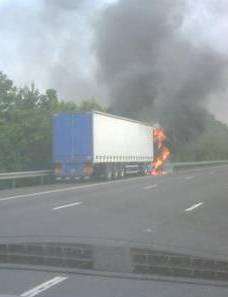 Lorry fire on the M20 Londonbound between J2 for the A20/A227 (Wrotham and Paddock Wood) and M25 J3/A20 (the Swanley Interchange).