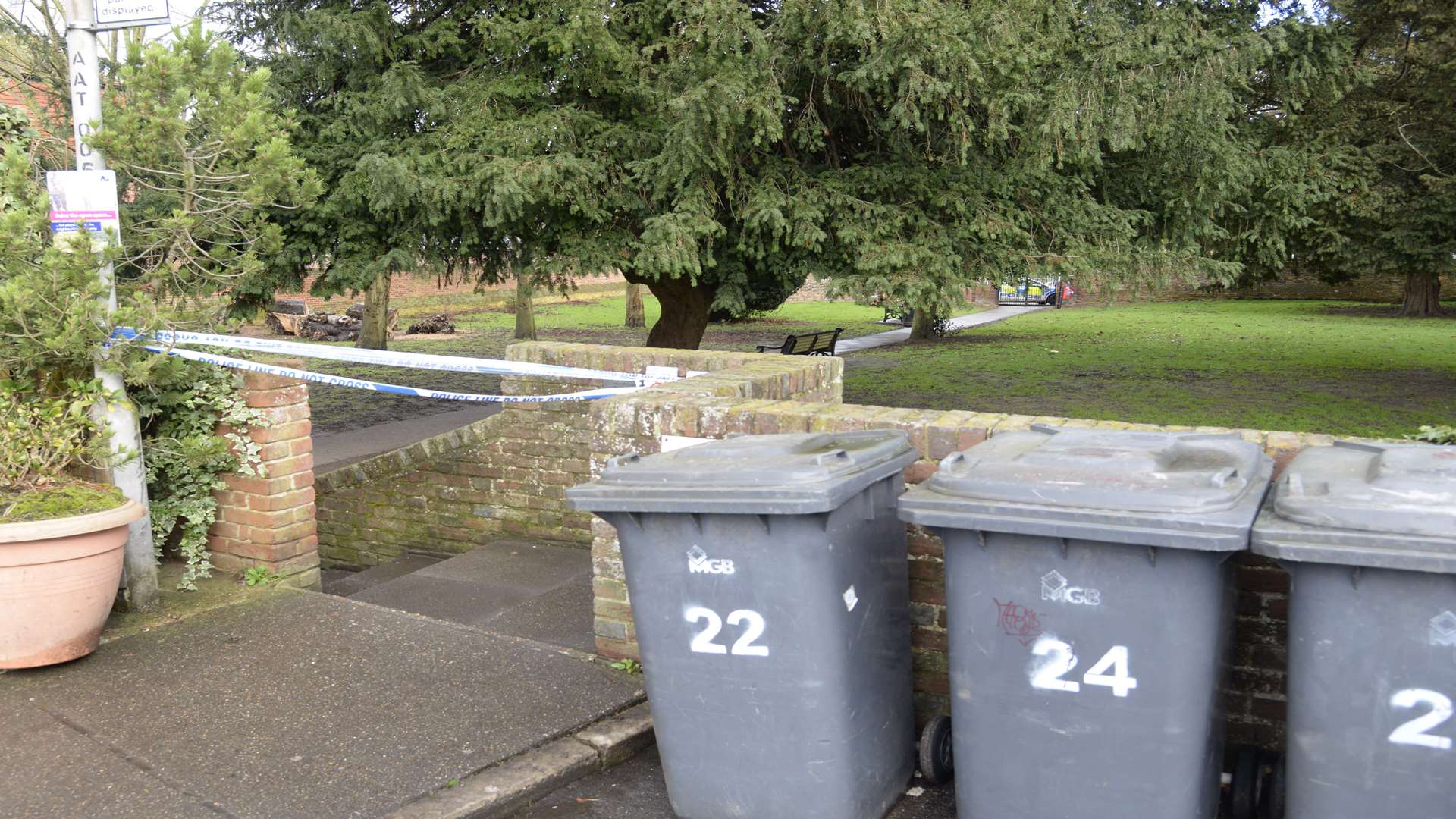 The cordoned off Old Church Yard in Longport, Canterbury