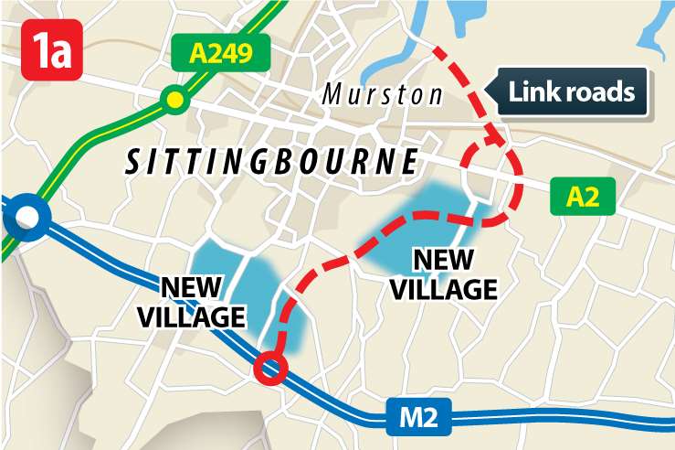 The first scenario would see two new villages, each with around 5,000 homes, to the south and south east of Sittingbourne