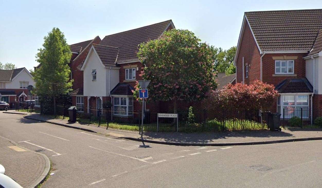 A 19-year-old was arrested after police found a sock stuffed with drugs in Pinewood Place, Dartford. Picture: Google Street View