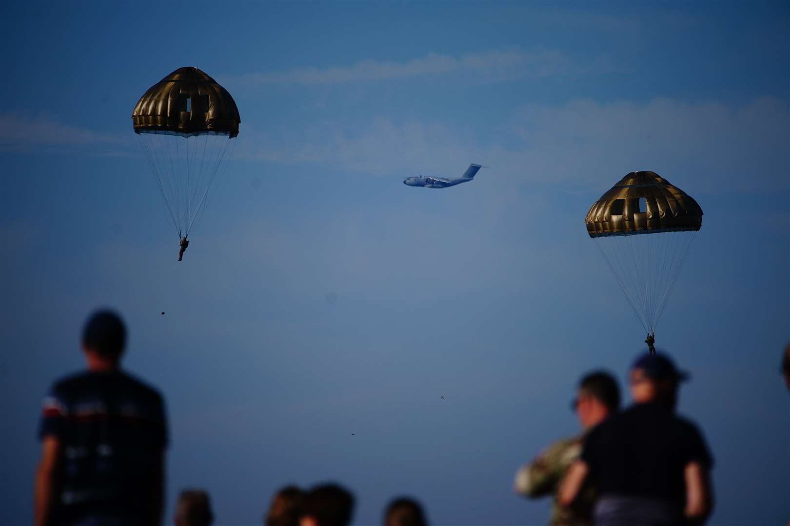 Paratroopers preparing to land (Ben Birchall/PA)