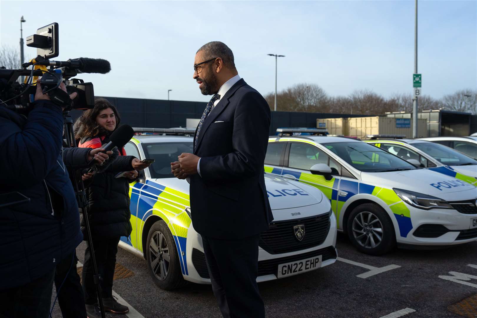 Home Secretary James Cleverly during a visit to Kent (Carl Court/PA)