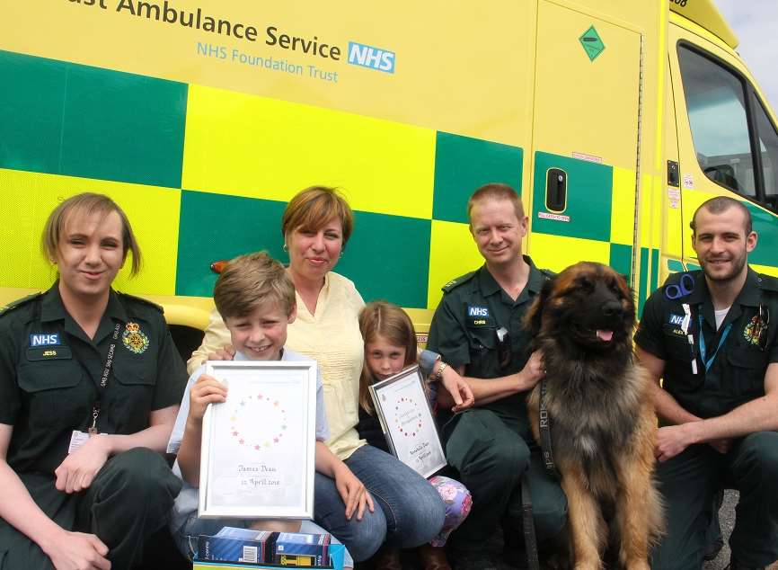 Emergency Medical Advisor Jess Garland, James Dean, Stephanie Dean, Annabelle Dean, Clinical Team Leader Chris Thorne (and Mr Moose!), Trainee Paramedic Alex Brownlow