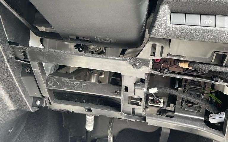 The panels were missing under the steering wheel. Picture: Stanley Bland