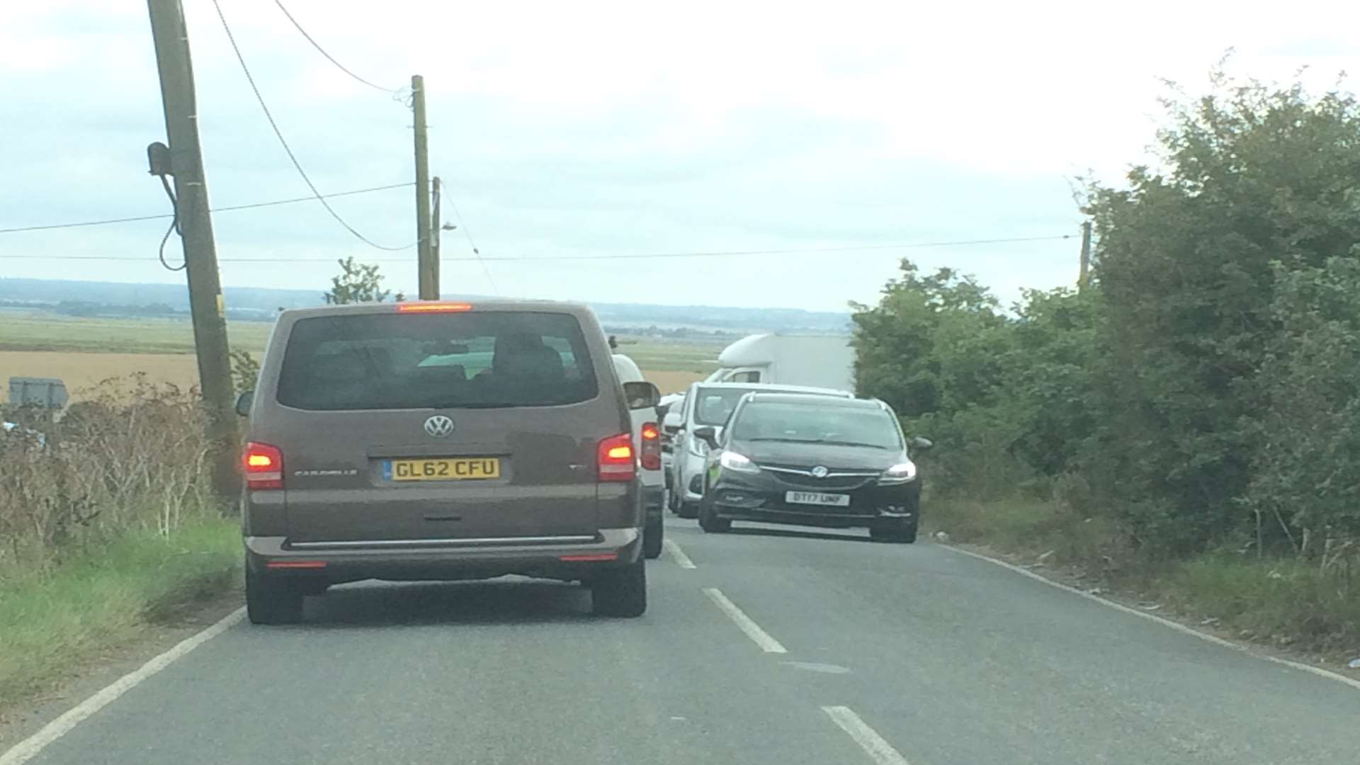 Huge queues built up on Lower Road as the wreckage was cleared