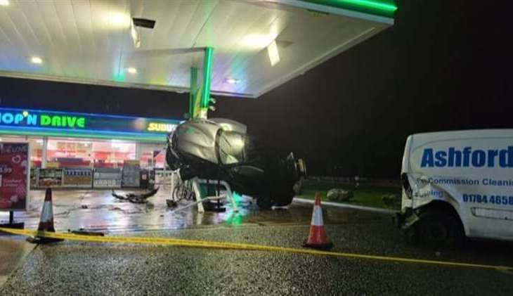 A car crashed into the BP forecourt off the A20 in 2022. Picture: Justin Srutton