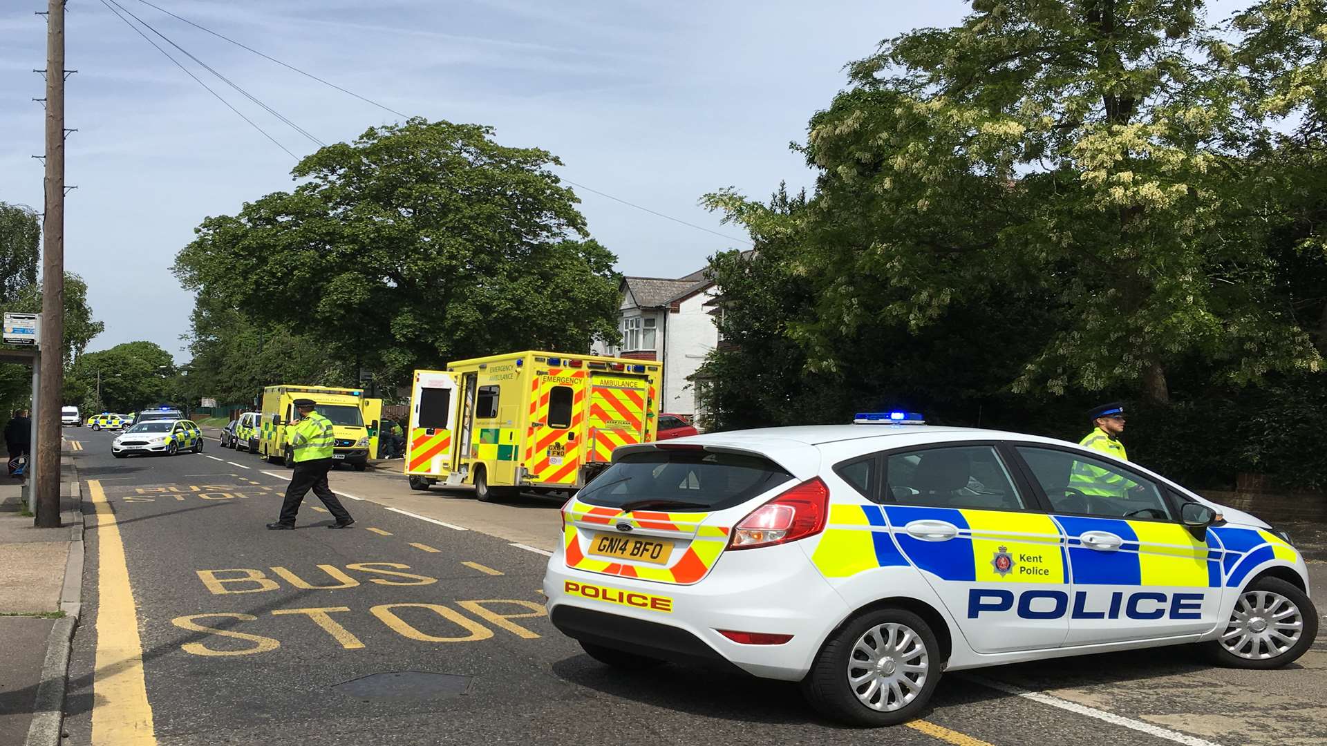 Emergency services at the scene of the crash in Maidstone Road