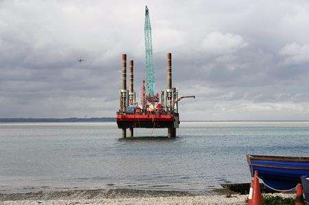 The vessel sat just outside Whitstable harbour that is laying cables for the wind farm