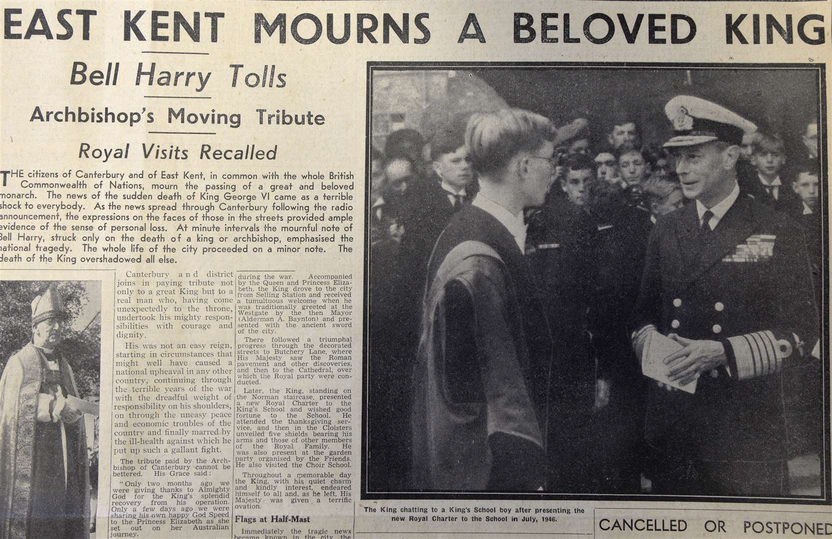 The Kentish Gazette on February 8, 1952, covering the death of. King George VI. Picture: Ruth Cuerden for KMG