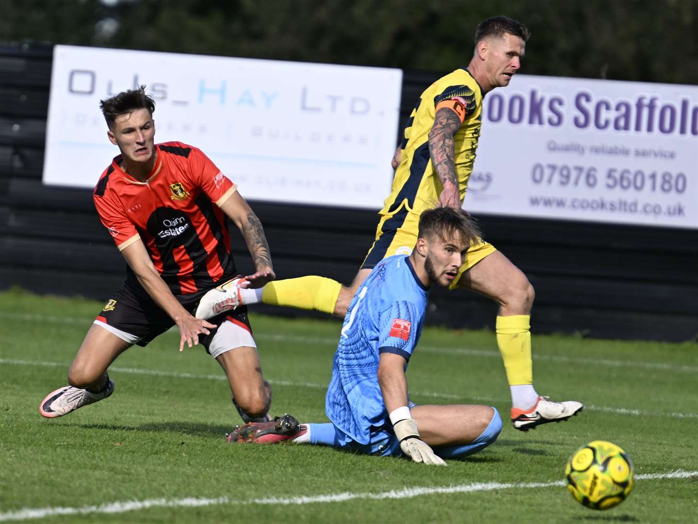 Sittingbourne go close against Plymouth Parkway on Saturday. Picture: Barry Goodwin