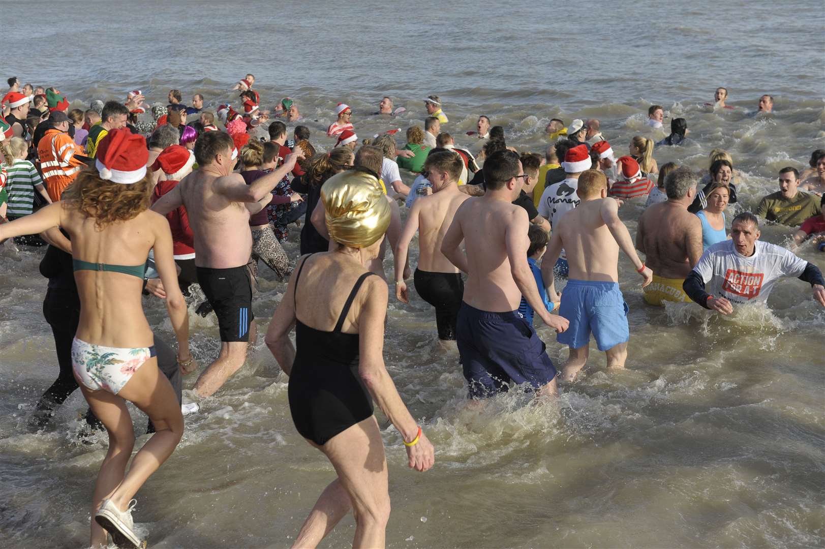 Dippy: The mad cap dash over the pebbles was started by Margaret Edwards as a dare in 1981 and became a tradition