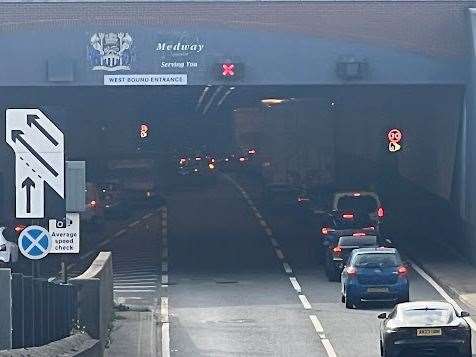 Traffic building through the Medway Tunnel