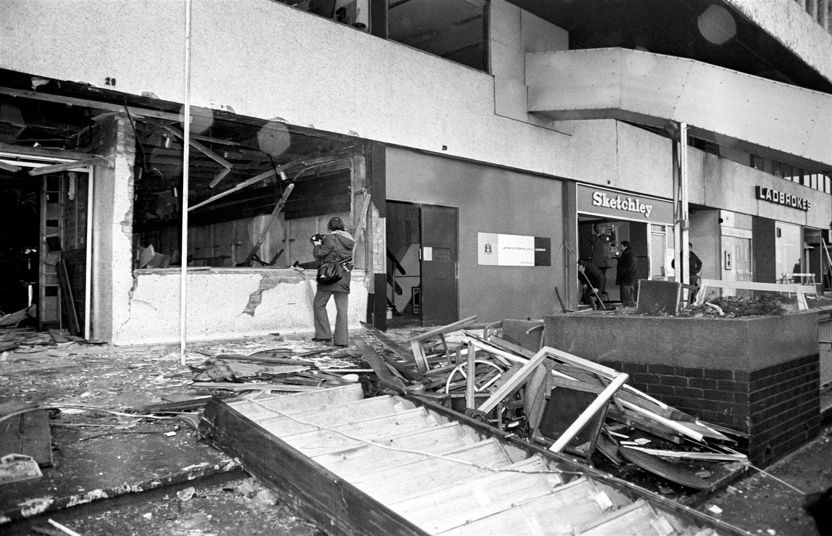 The aftermath of the fatal bomb attack on the Mulberry Bush pub in Birmingham (PA)
