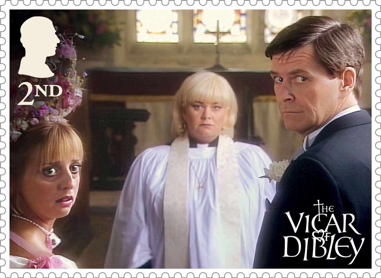 Geraldine officiates at Alice and Hugo's chaotic wedding ceremony on the second-class stamp