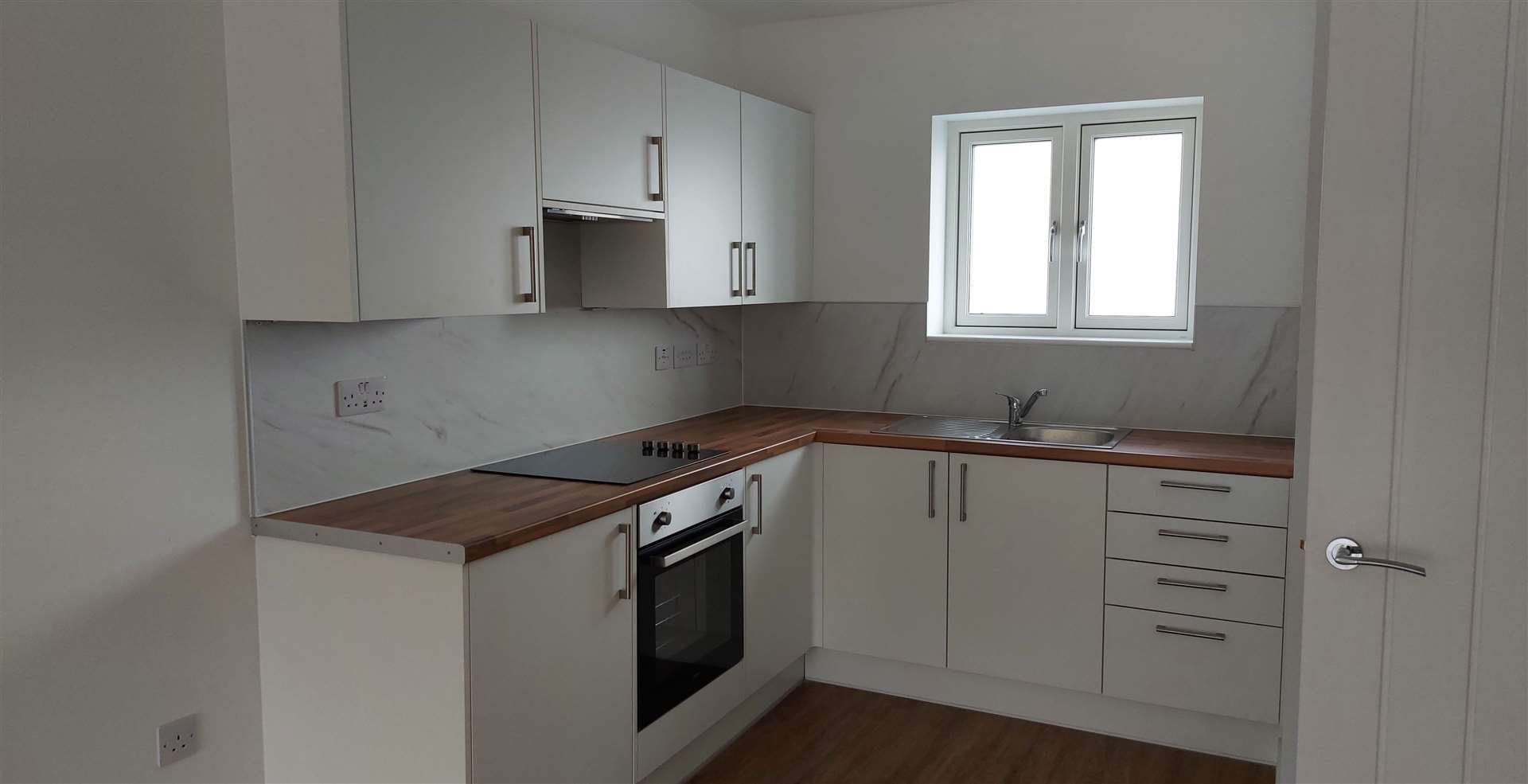 One of the kitchens inside the new homes