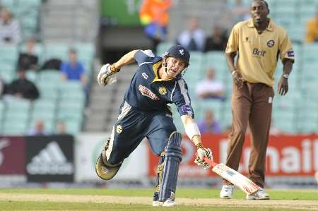 Joe Denly on his way to 98 runs. Picture: BARRY GOODWIN