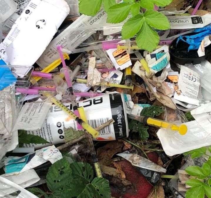 Syringes found in an alleyway near Ramsgate railway station. Picture: Connor McGivern