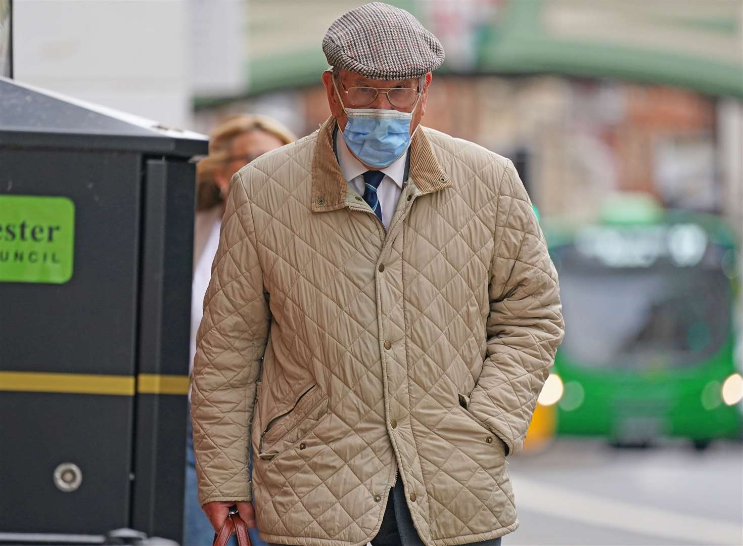 David Venables, on bail, has been sitting in court wearing a suit and tie, and earphones in order to follow proceedings(Jacob King/PA)