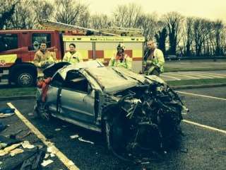 the wreckage at Medway Services