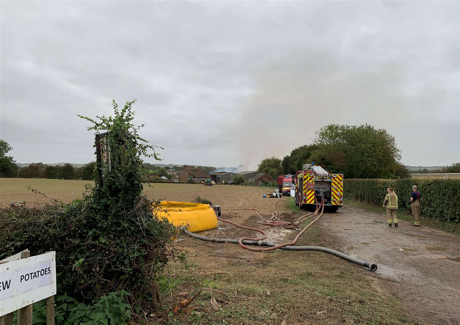 Firefighters are still working at Elmtree Farm, Sellindge near Ashford