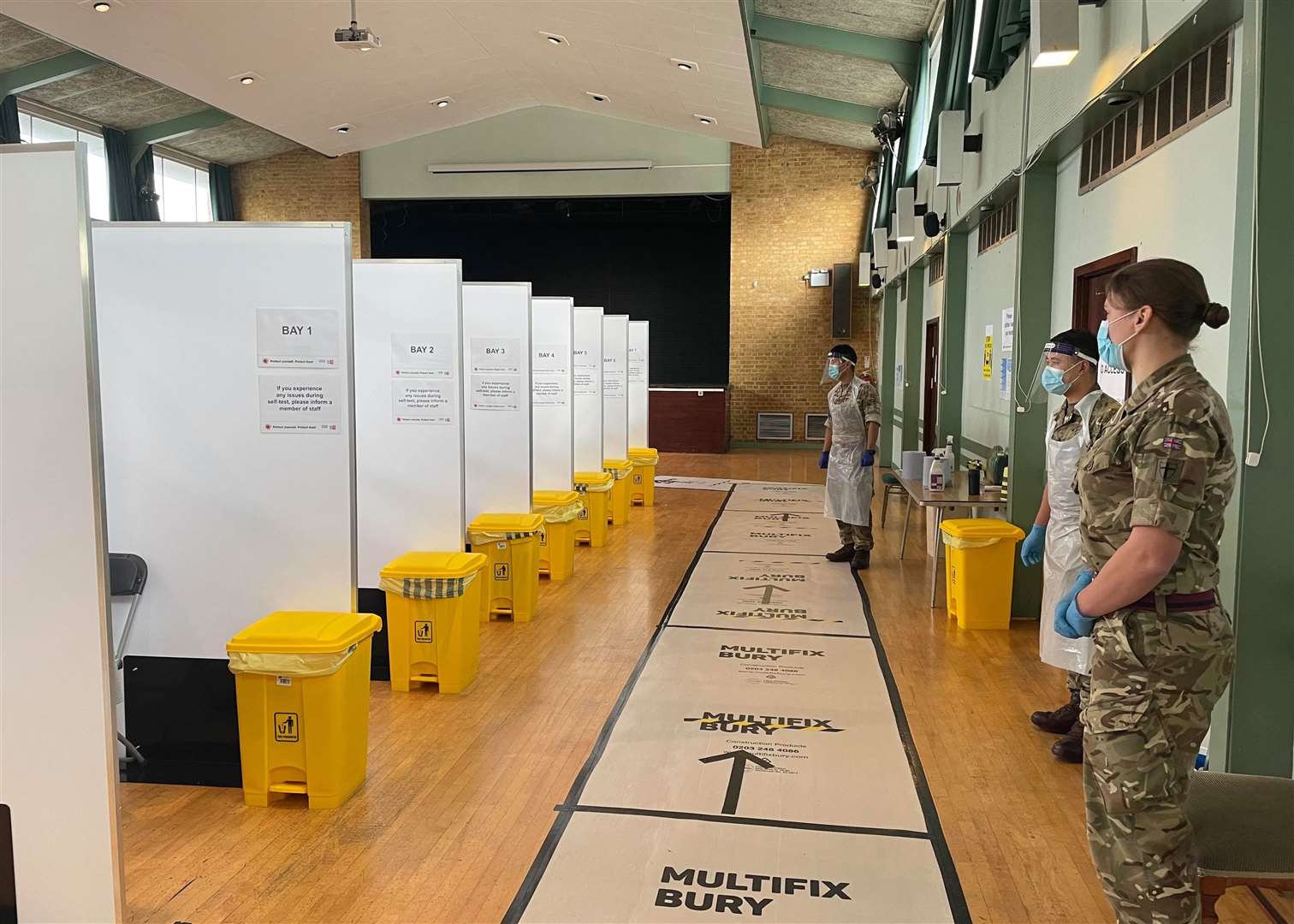 A symptom-free mass coronavirus testing site operated by the military at Kemsley Village Hall near Sittingbourne