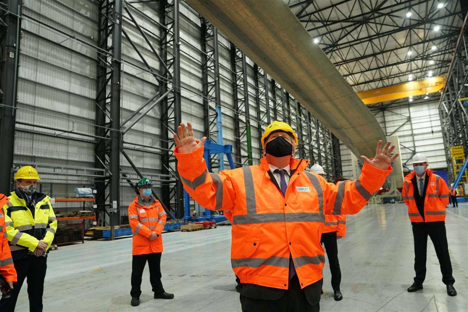 Prime Minister Boris Johnson during a visit to the National Renewable Energy Centre in Blyth, Northumberland (Owen Humphreys/PA)