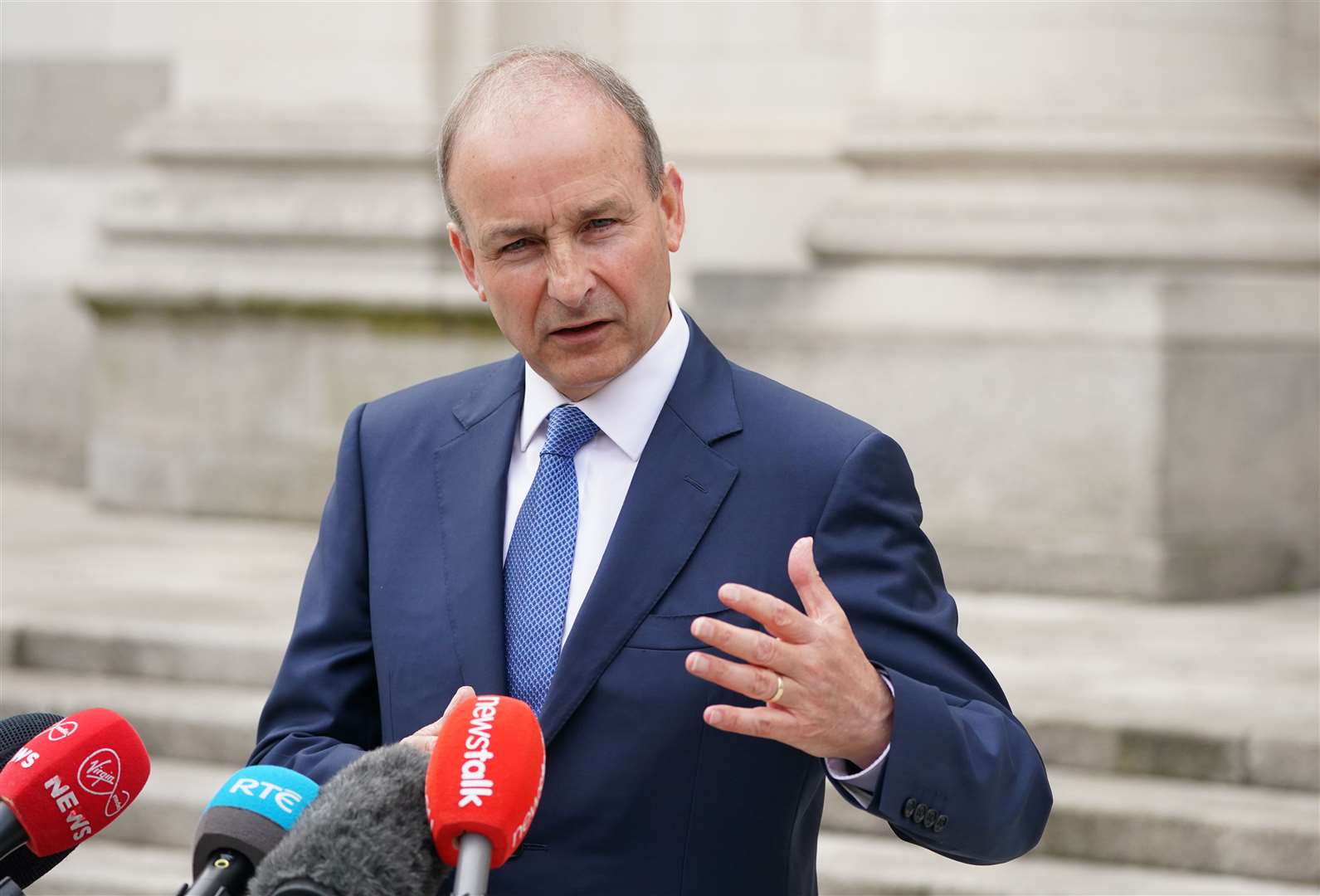 Taoiseach Micheal Martin speaking on the resignation of Boris Johnson. (Brian Lawless/PA)