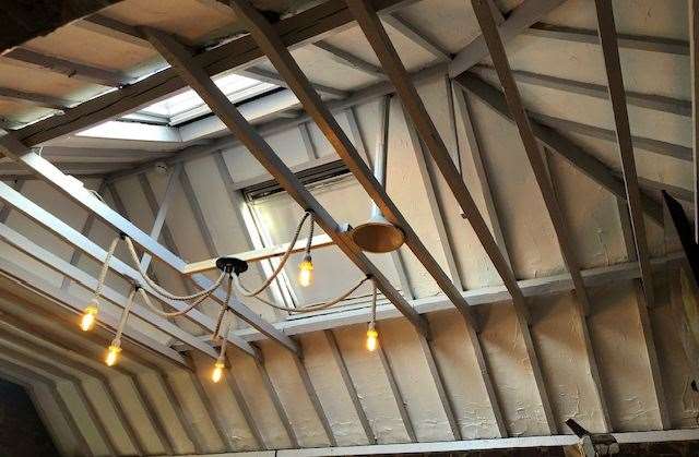 This is the roof space at the back of the pub and I was very impressed by the beams, although the manager said she felt a little disappointed when the decision was taken to paint them