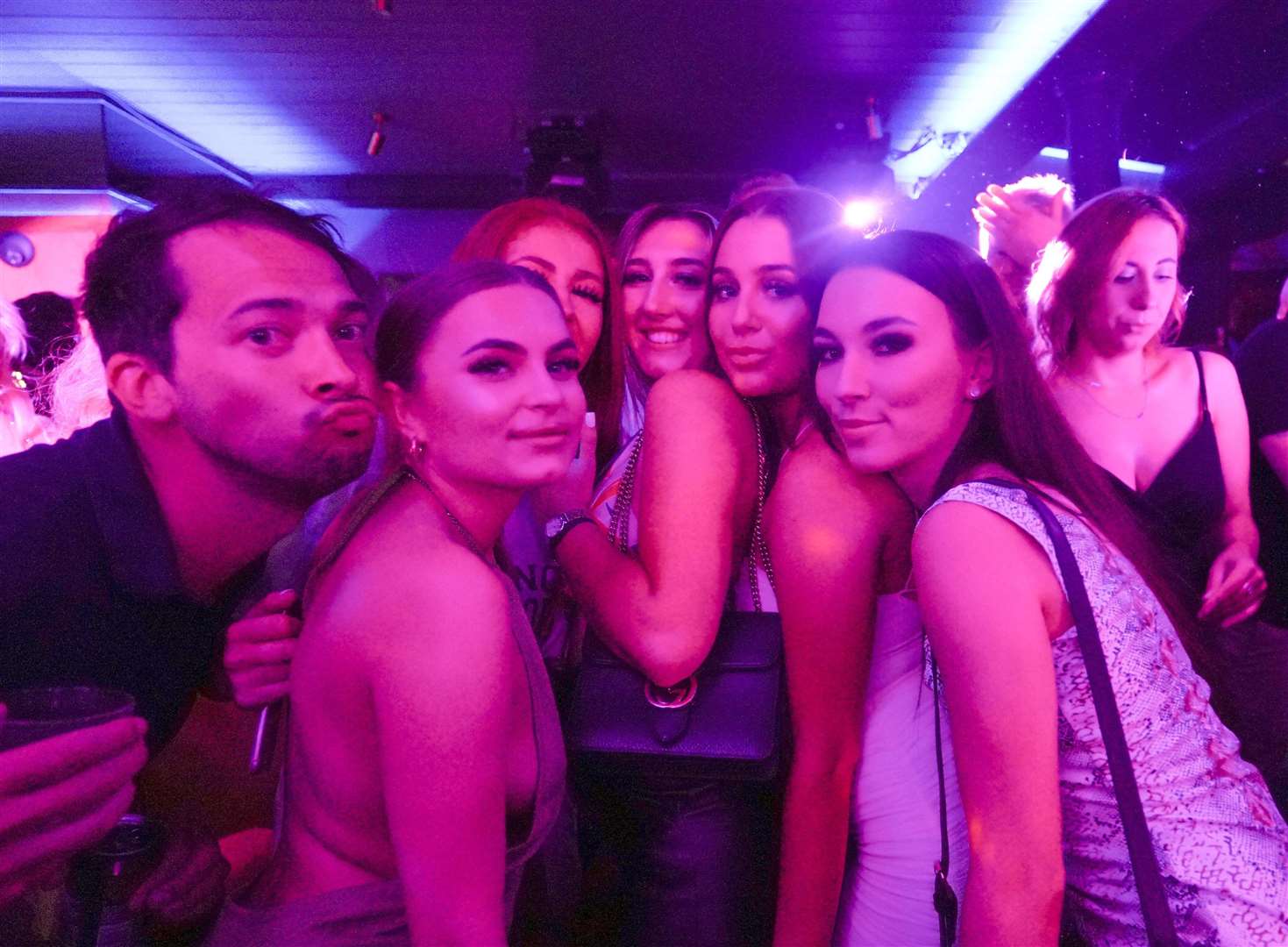 Revellers in Bar Fibre in Leeds (Ioannis Alexopoulos/PA)