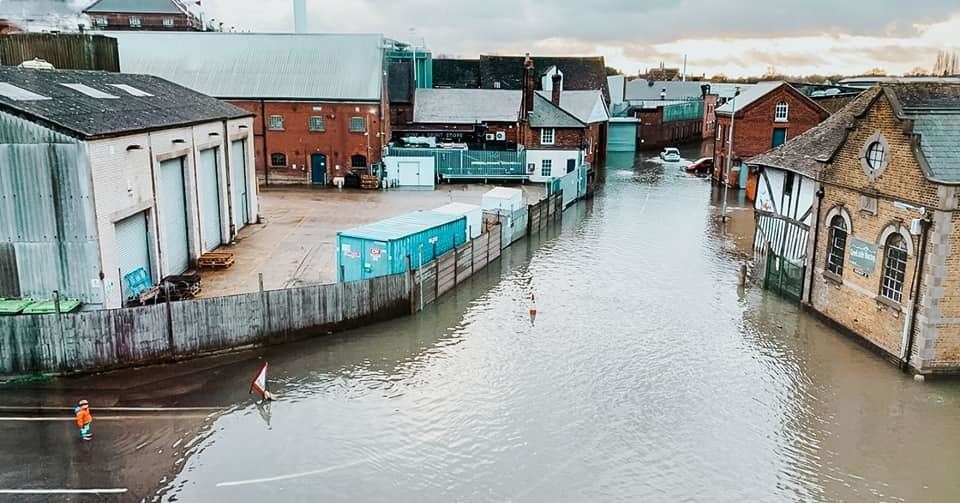 The extent of the flooding in Faversham on Thursday afternoon. Picture: The Quay