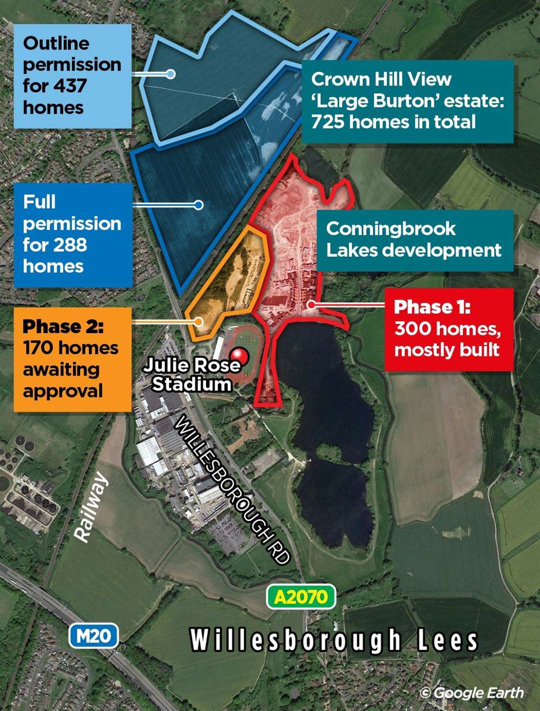 The 170 homes, which have now been approved, will be built between the Crown Hill View ‘Large Burton’ development, and phase one of the Conningbrook Lakes scheme