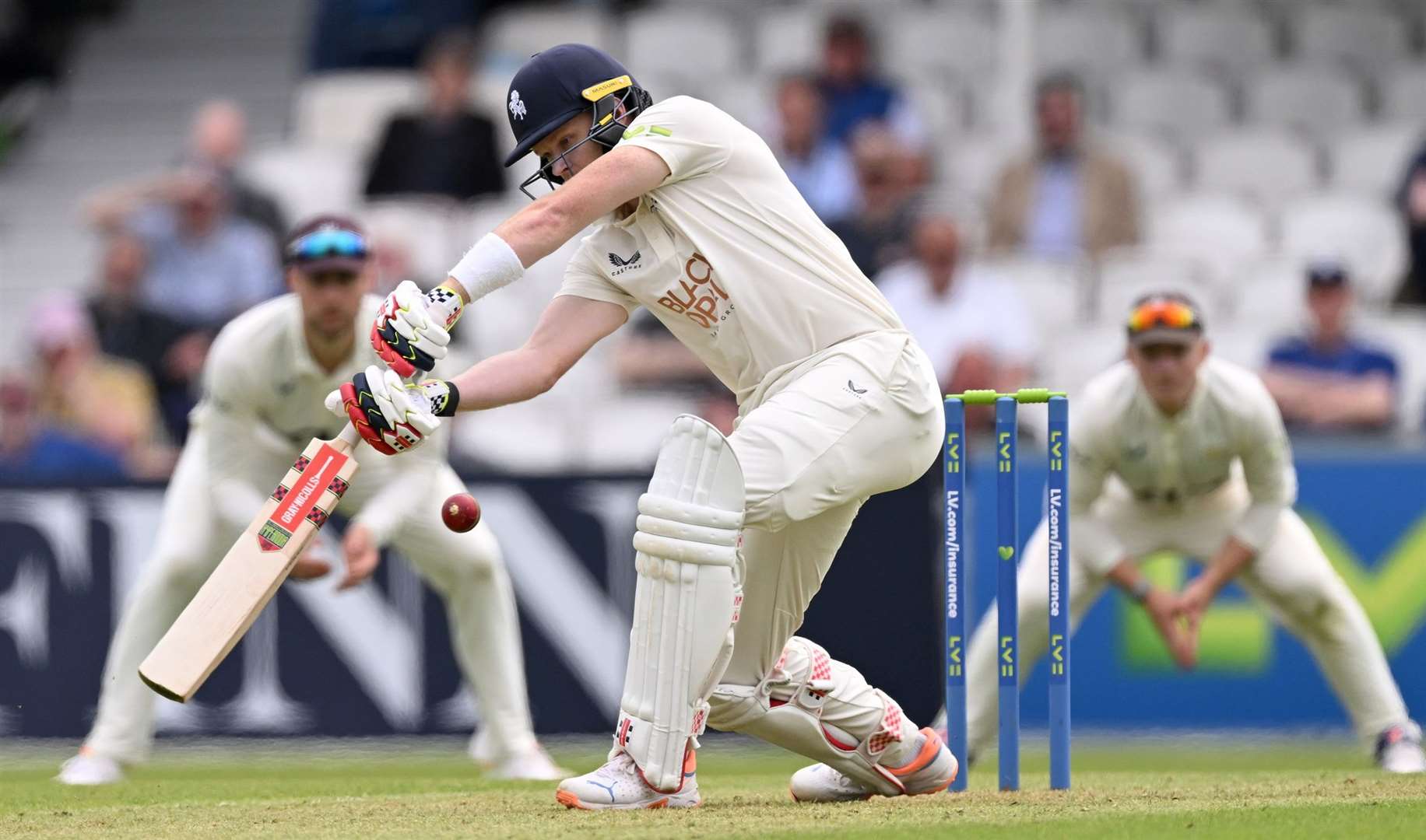 Kent’s Sam Billings is caught behind for a nine-ball duck against Surrey in the County Championship last May. Picture: Keith Gillard