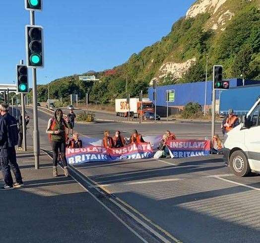 Photo taken by a man who is unable to start his working day after being held up by the protest. Photo: Neil Rix