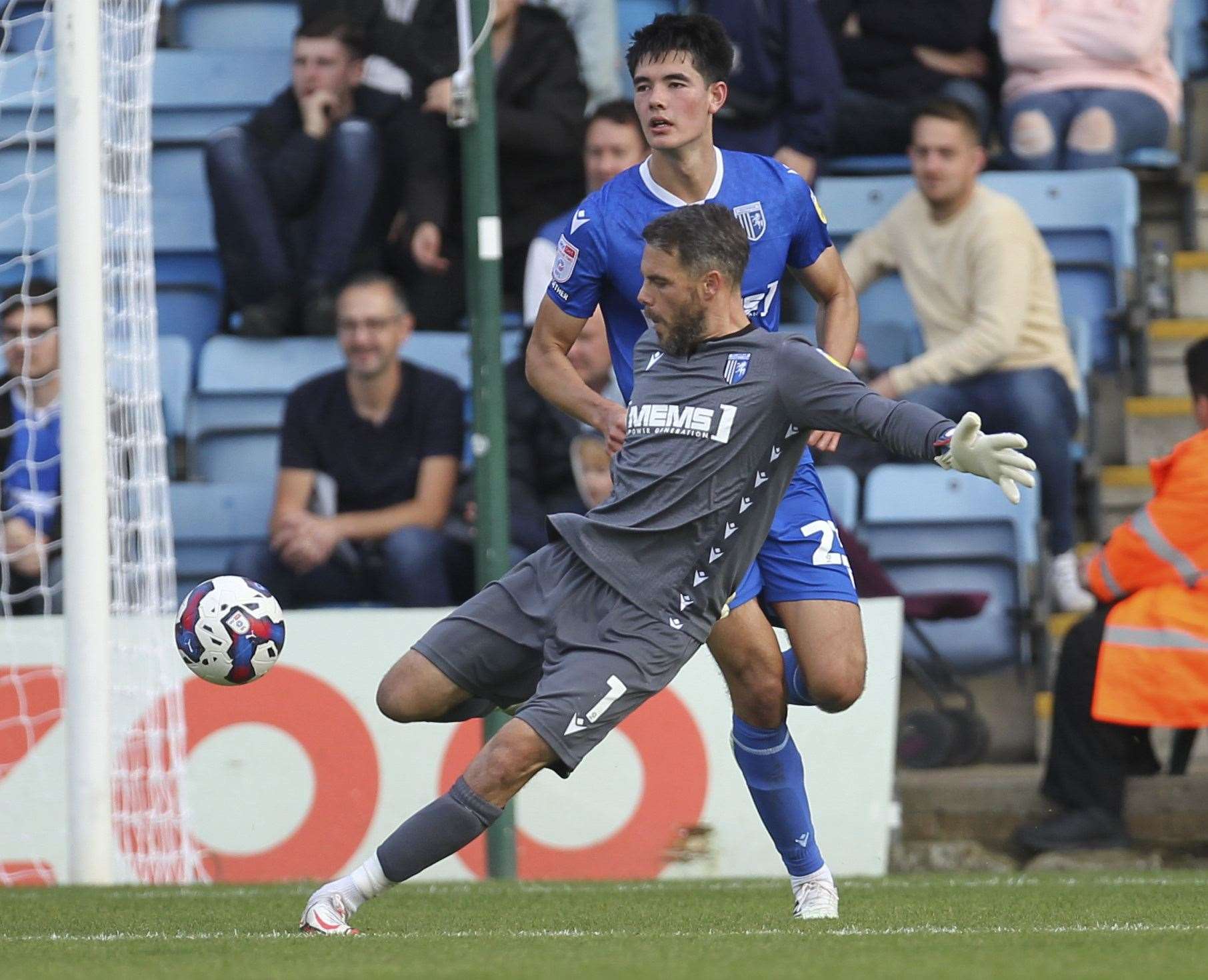 Gillingham goalkeeper Glenn Morris saved a second-half penalty against Barrow. Picture: KPI