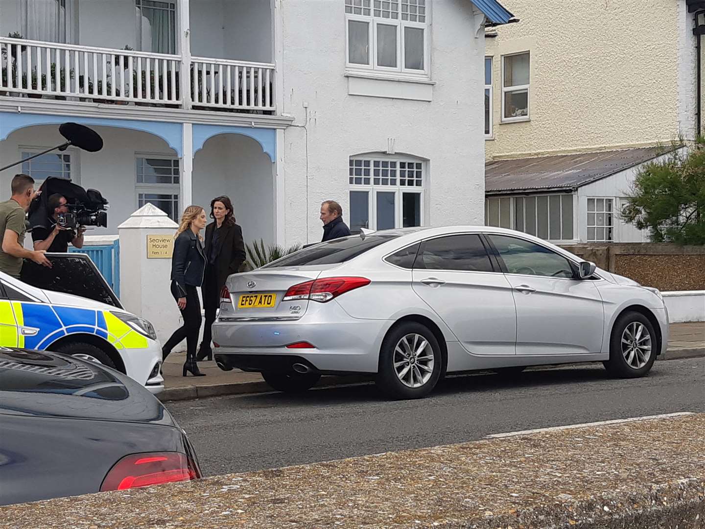 Liar 2: Joanne Froggatt who plays rape victim Laura Nielson stomps towards the unmarked police car