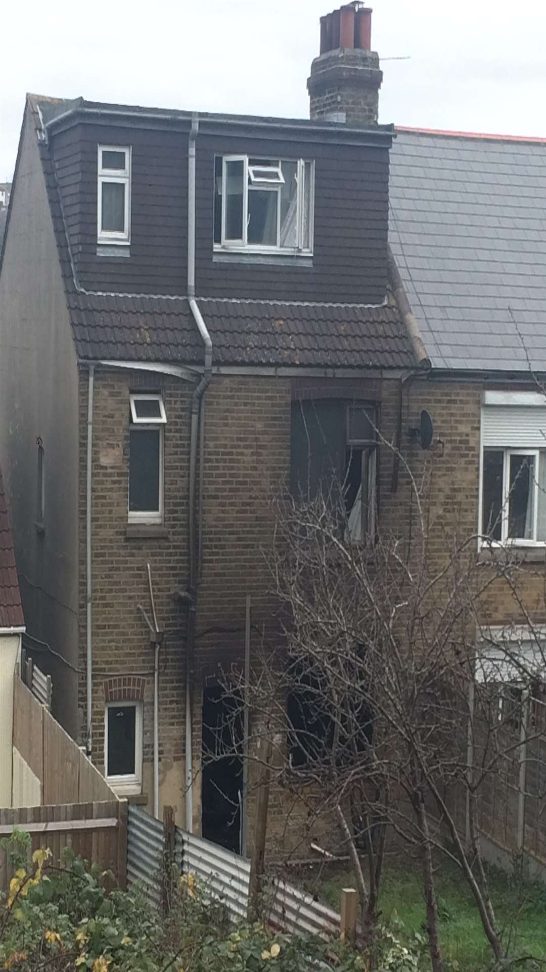 The three storey home in Clarence Road, Chatham, was partially destroyed by fire