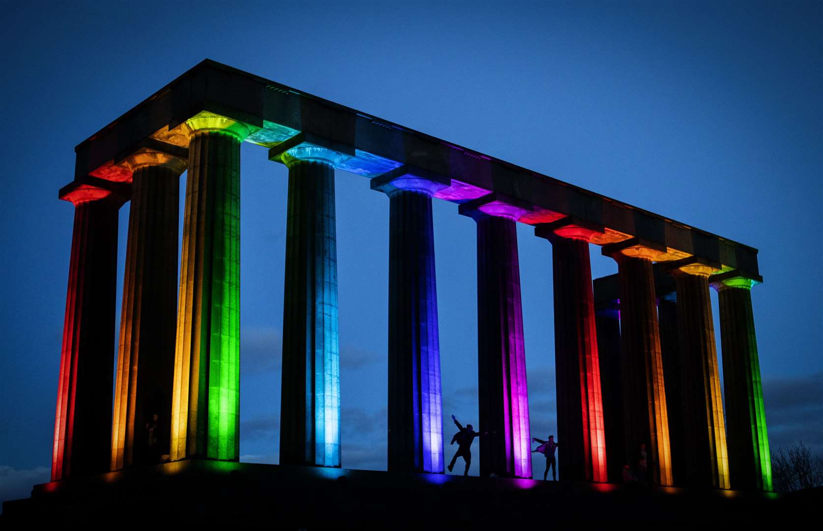 The National Monument was also illuminated (Jane Barlow/PA)