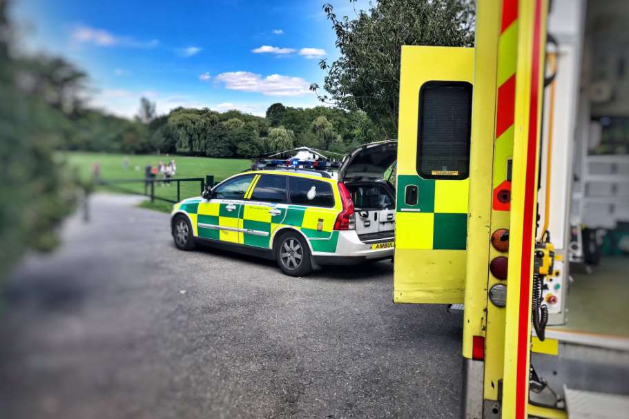 Police and ambulance crews at the scene. Picture: @kentpoliceroads