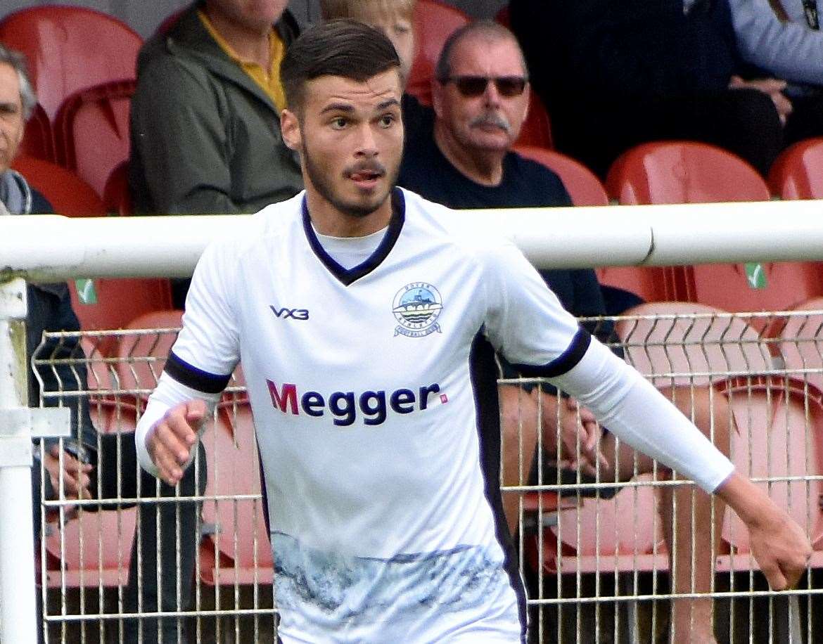 Dover's George Nikaj - netted again at the weekend in their 1-1 Isthmian Premier draw at Billericay to move to five goals in three league games. Picture: Randolph File