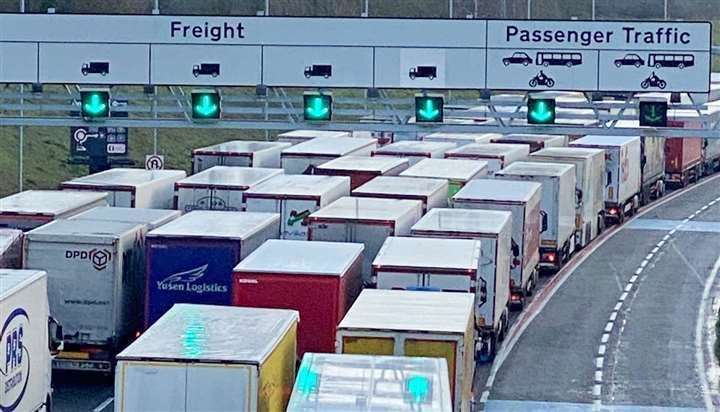 There was chaos on our roads just before Christmas - and long queues at Eurotunnel - after the French closed their borders temporarily. Picture: Barry Goodwin