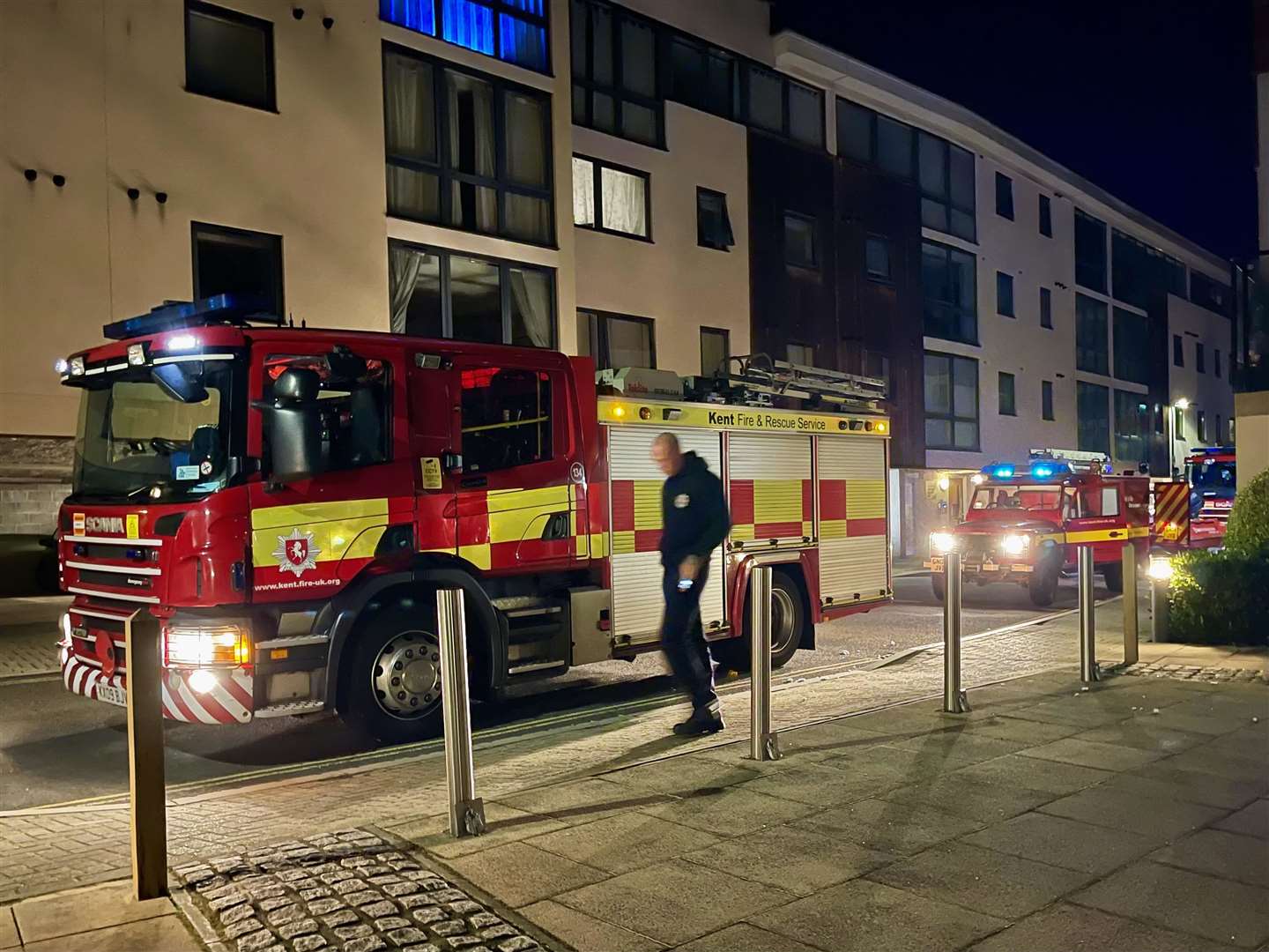 Three fire engines were called to the scene as the man got stuck in the River Medway at Kingfisher Meadows in Maidstone. Picture: Ian Chadwick