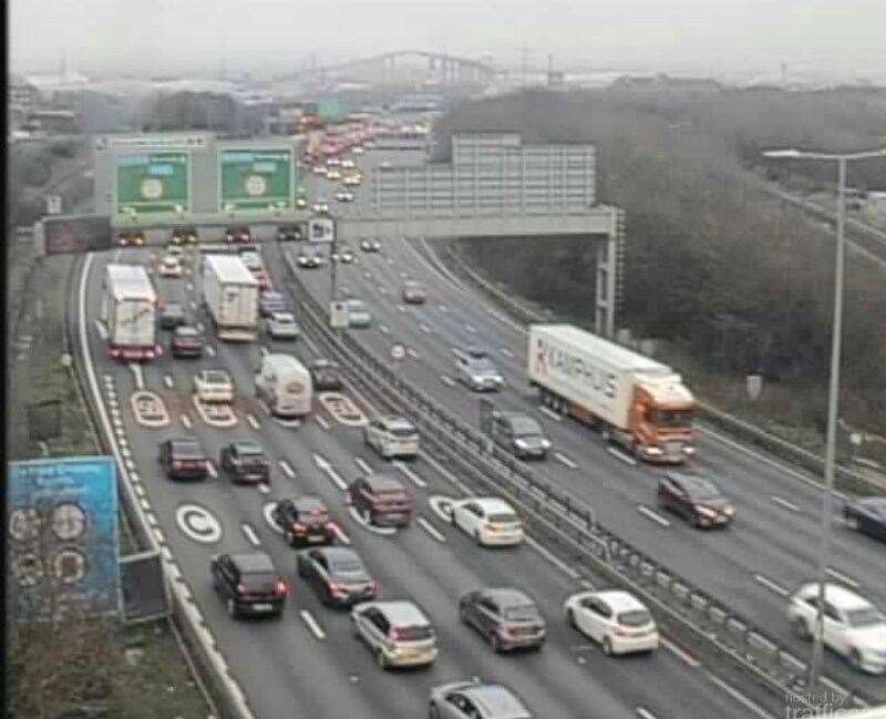 A collision at the Dartford Crossing has caused long delays. Picture: Highways England