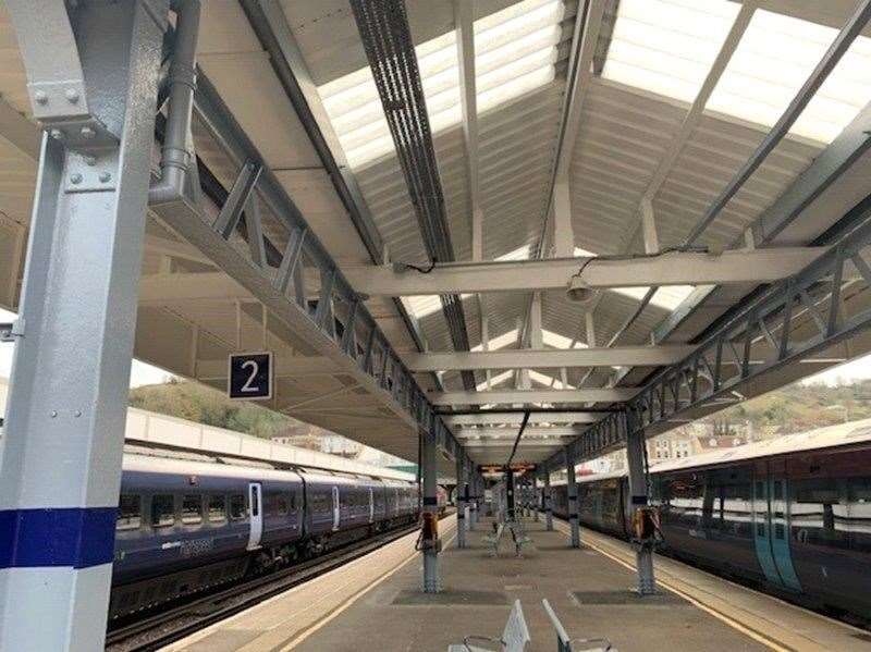 New roof sheets and box guttering for platforms 2 and 3. Picture: Network Rail