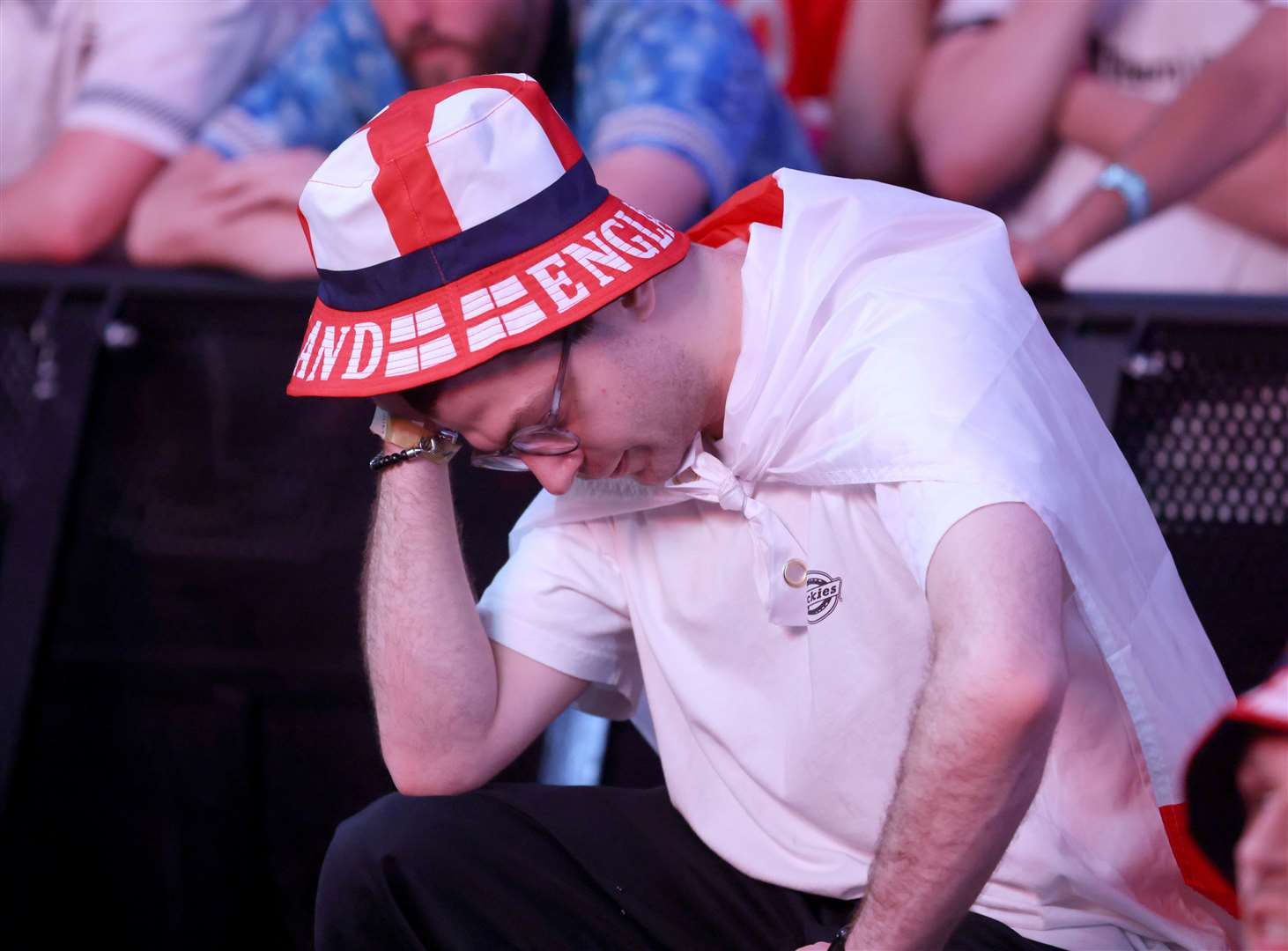 A dejected fan at Boxpark Wembley in London (David Parry/PA)