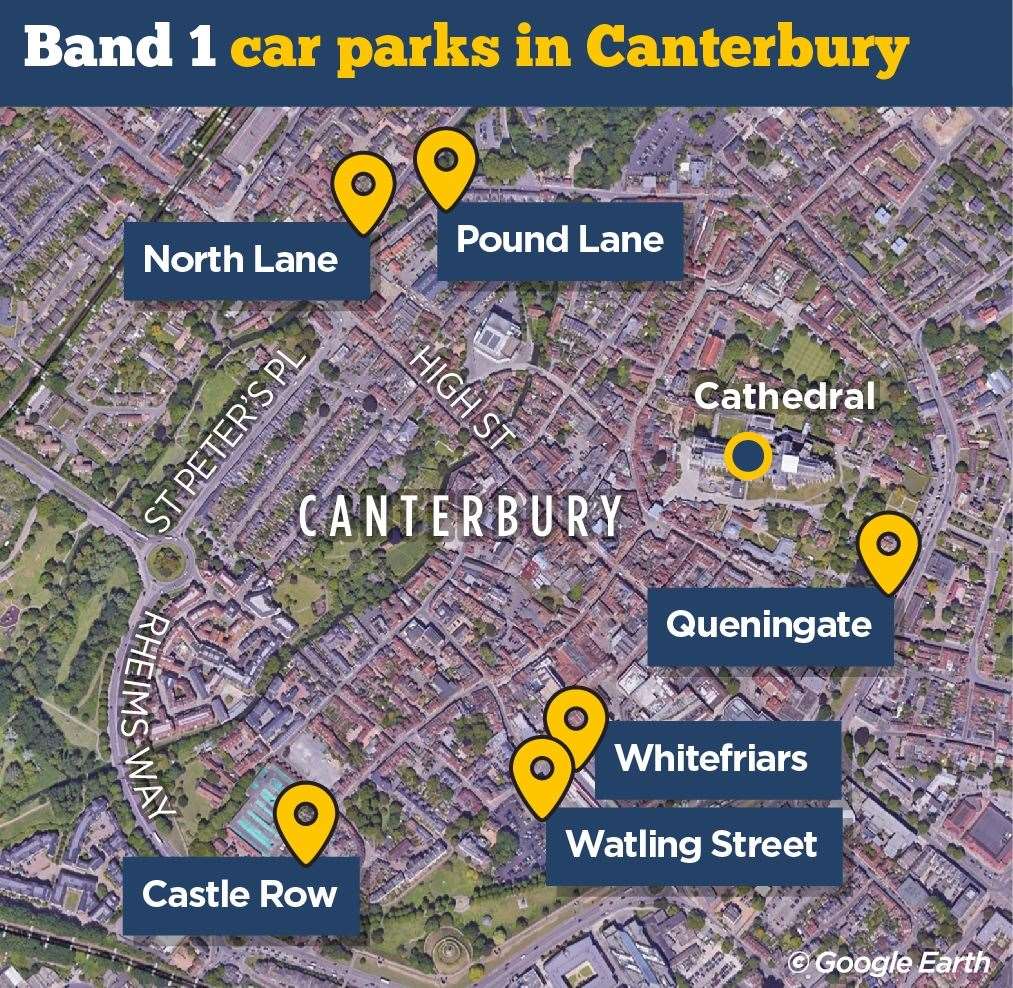 There will be six band one car parks in Canterbury if North Lane and Castle Row are added to the most expensive tariff