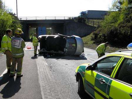 Scene of M20 accident, 22/4/2010