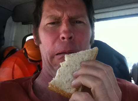Mr Gurney with the offending sandwich